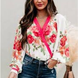 Vici Bodysuit Floral Flouncy Pink Size‎ XS